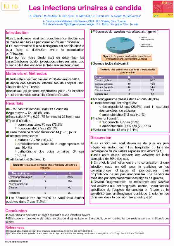 [PDF] Les infections urinaires à candida - Infectiologie