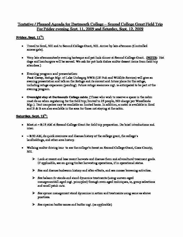 [PDF] Tentative / Planned Agenda for Dartmouth College – Second