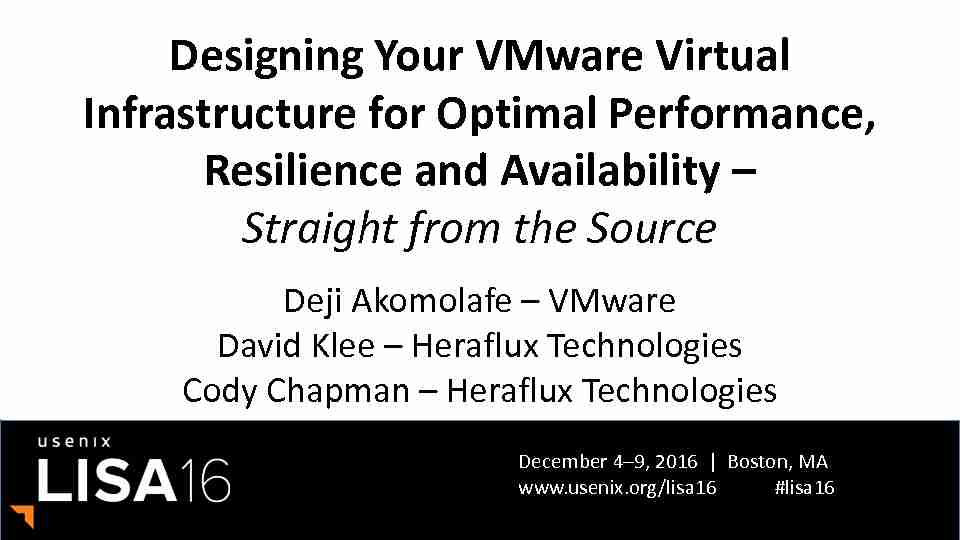 LISA16_Designing Your VMware Virtual Infrastructure for Optimal