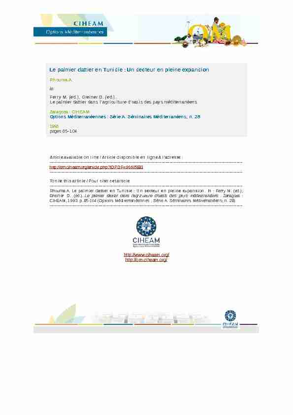 [PDF] Le palmier dattier en Tunisie - Options Méditerranéennes - CIHEAM