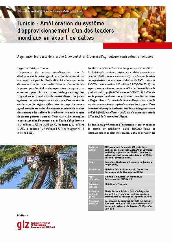 [PDF] Tunisie : Amélioration du système dapprovisionnement dun  - GIZ