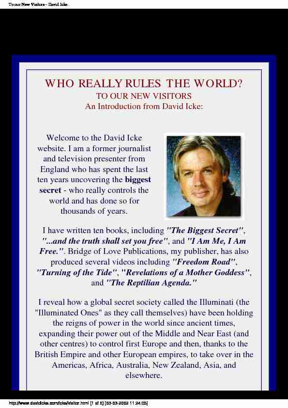 To our New Visitors - David Icke