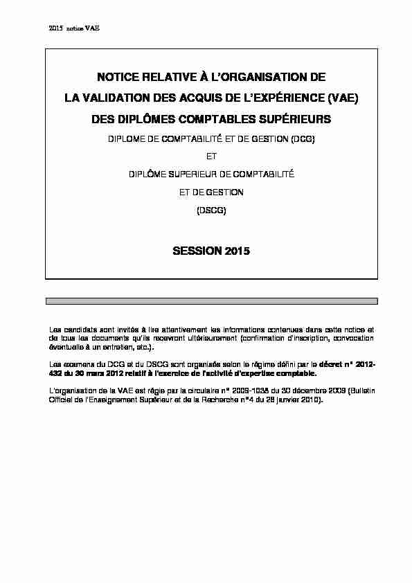 [PDF] Notice VAE DCG-DSCG 2015 - Académie de Lyon