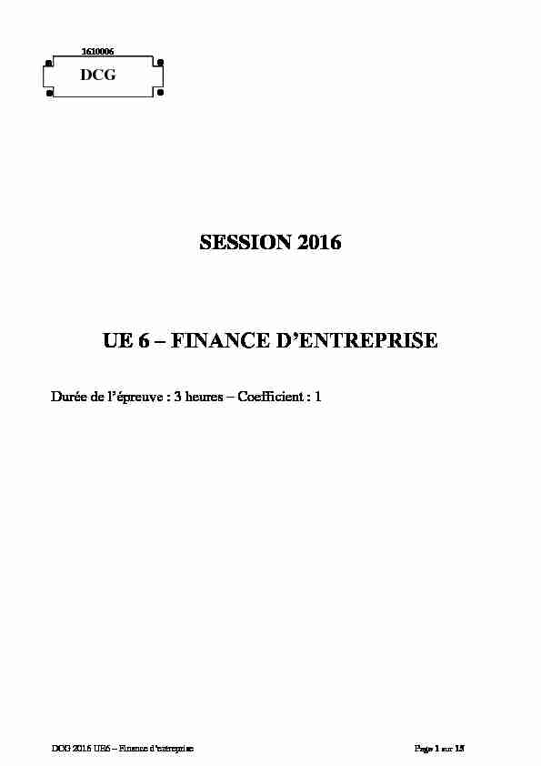 DCG 2016 UE6 – Finance dentreprise