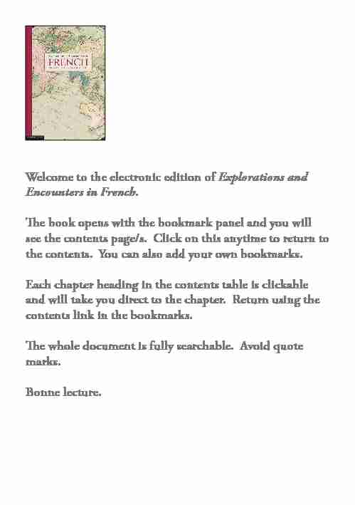 Explorations and Encounters in French