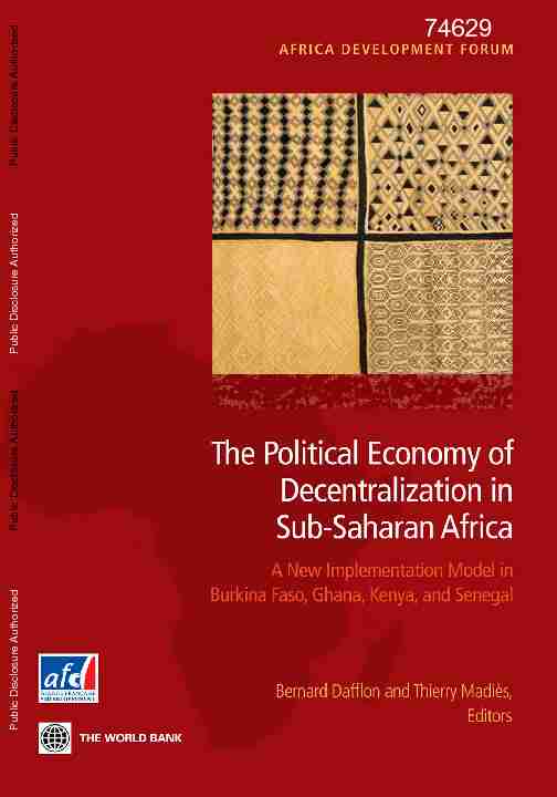 The Political Economy of Decentralization in Sub-Saharan Africa