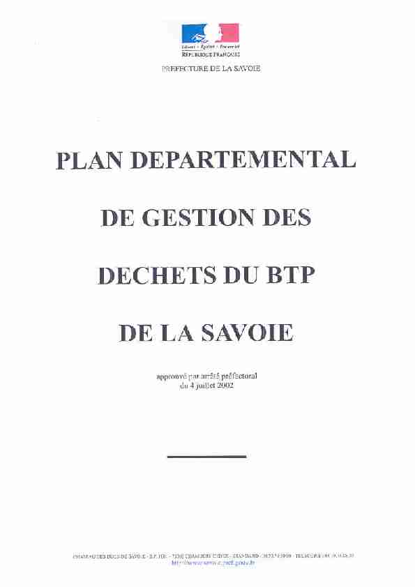 Plandépartemental de gestion des déchets du BTP de la Savo…