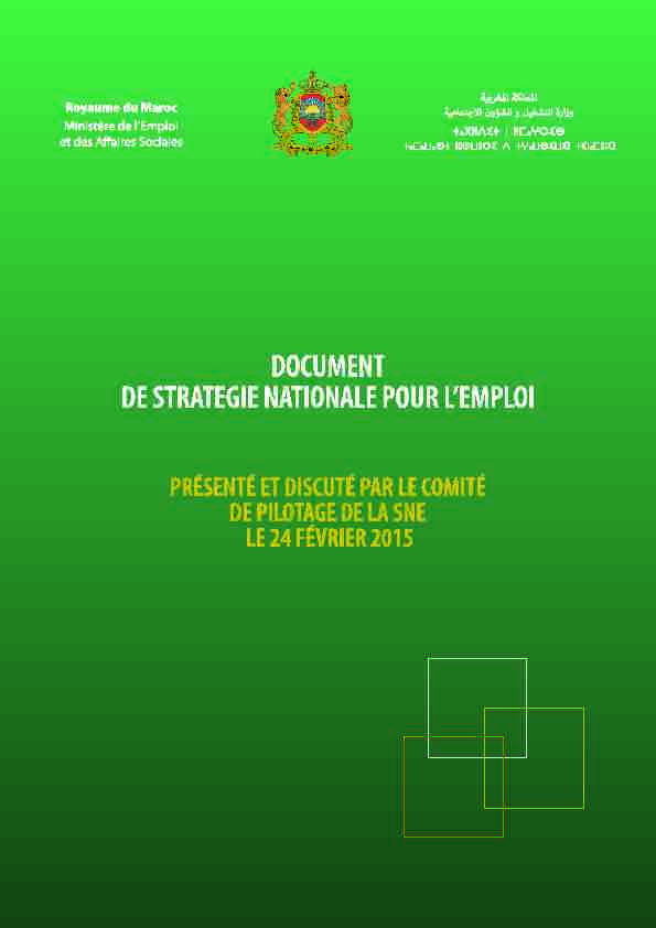 [PDF] PROJET DE STRATEGIE NATIONALE POUR LEMPLOI - ILO