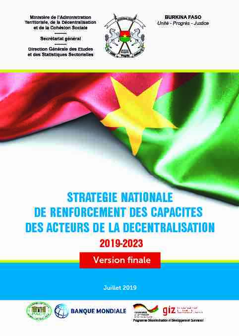 STRATEGIE NATIONALE DE RENFORCEMENT DES CAPACITES