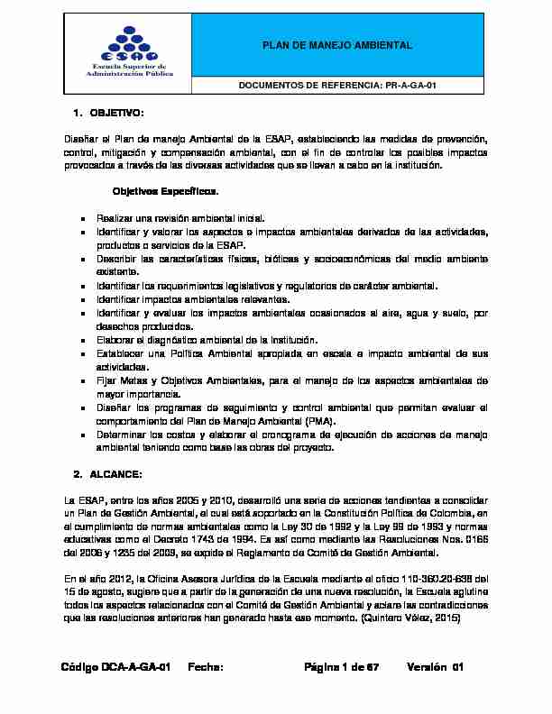 [PDF] Plan de Manejo Ambiental - ESAP