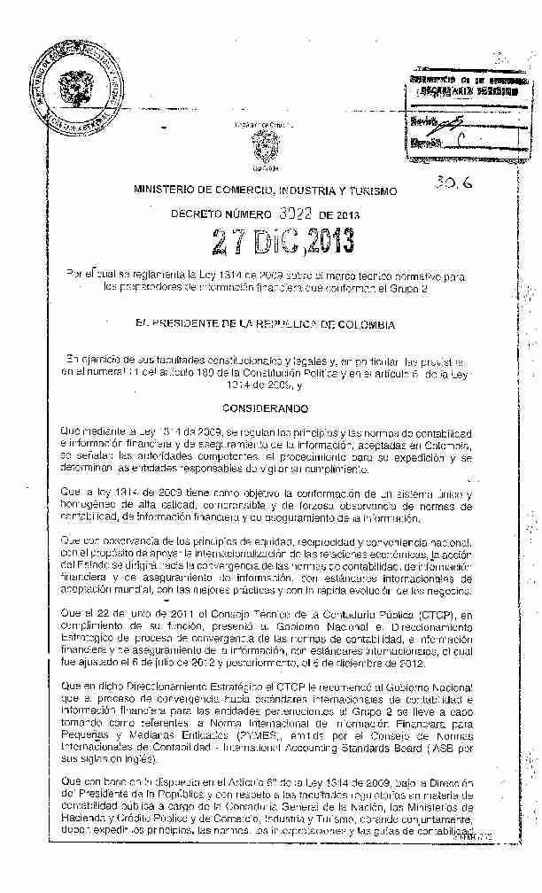 Decreto 3022 de 2013