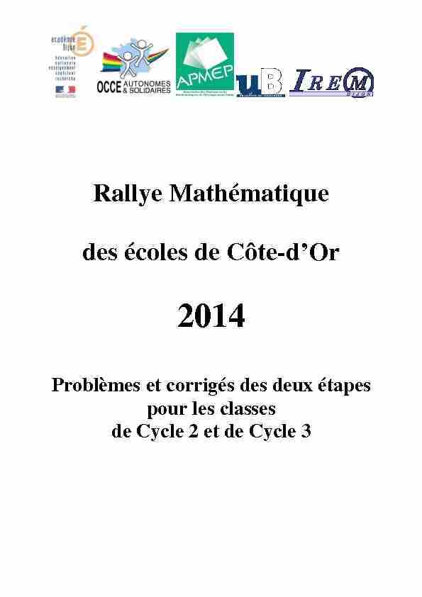 [PDF] Rallye Mathématique des écoles de Côte-dOr - IREM Dijon