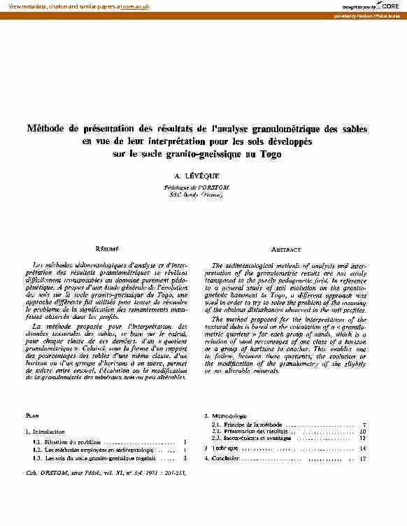 [PDF] Méthode de présentation des résultats de Ianalyse granulométrique