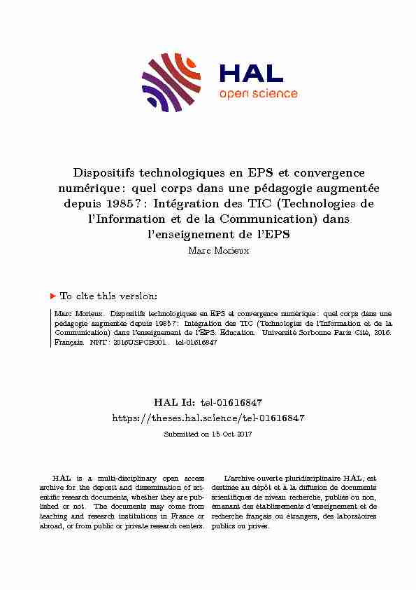 Dispositifs technologiques en EPS et convergence numérique : quel