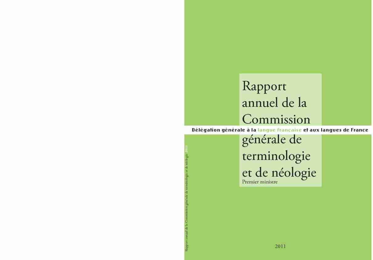 Rapport annuel de la Commission générale de terminologie et de
