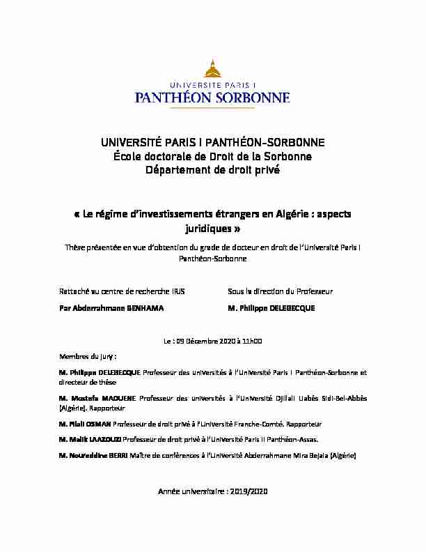 Le régime dinvestissements étrangers en Algérie: aspects juridiques