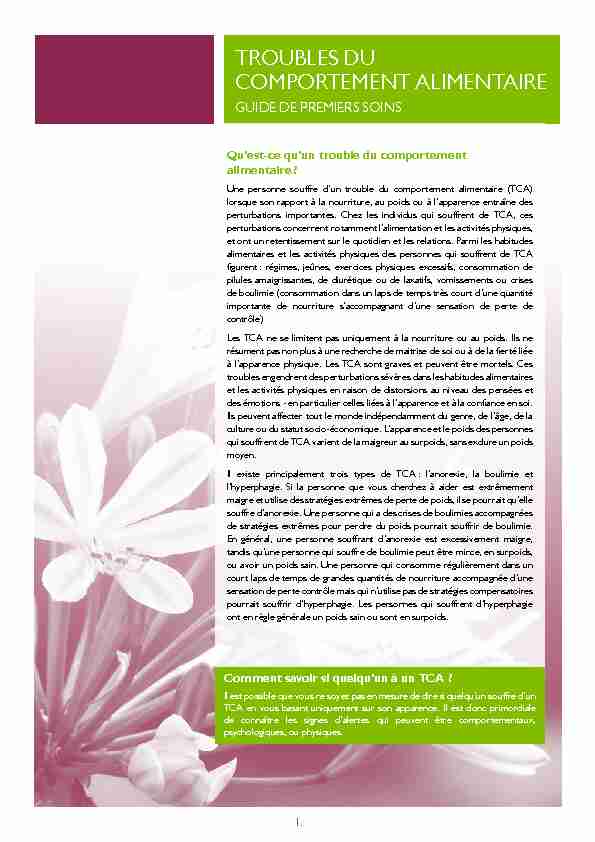 [PDF] TROUBLES DU COMPORTEMENT ALIMENTAIRE - Mental Health