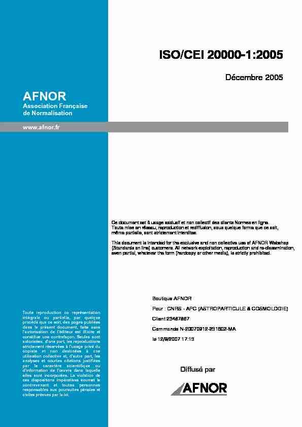 [PDF] AFNOR ISO/CEI 20000-1:2005 - Astroparticule et Cosmologie