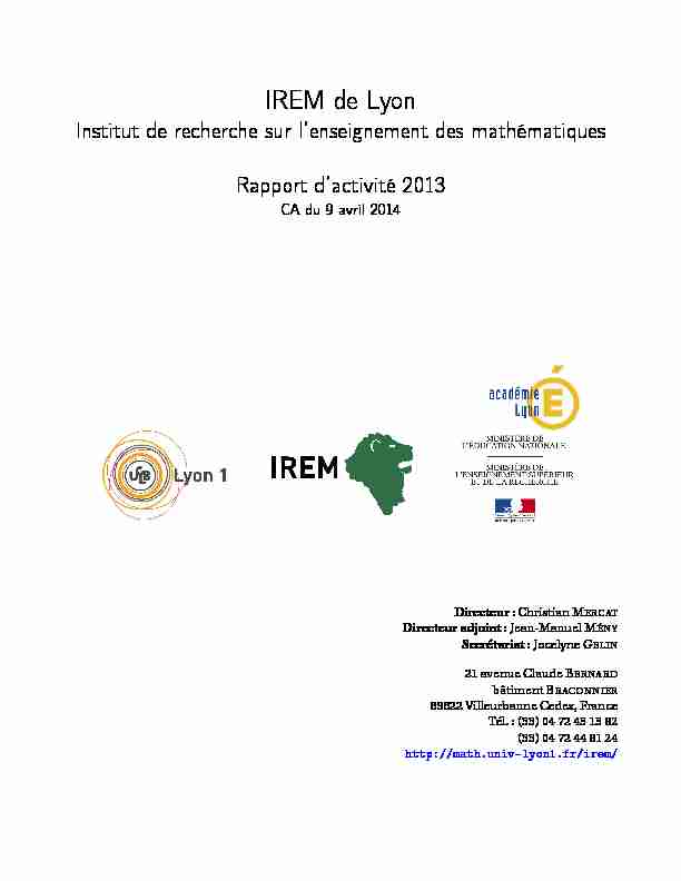 [PDF] IREM de Lyon - Institut Camille Jordan
