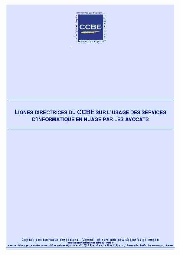 [PDF] Lignes directrices du CCBE sur lusage des services dinformatique