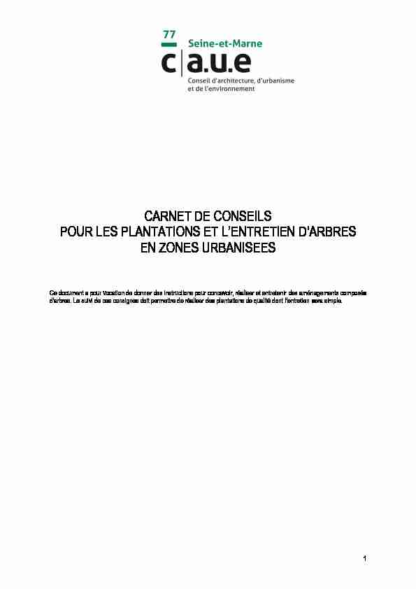 [PDF] Carnet de conseils pour les plantations et l  - Arbres - Caue 77