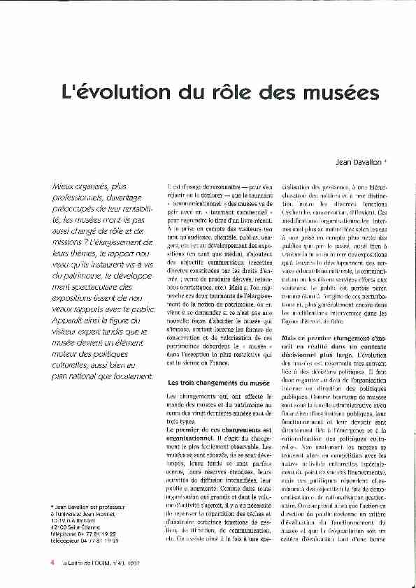 Lévolution du rôle des musées