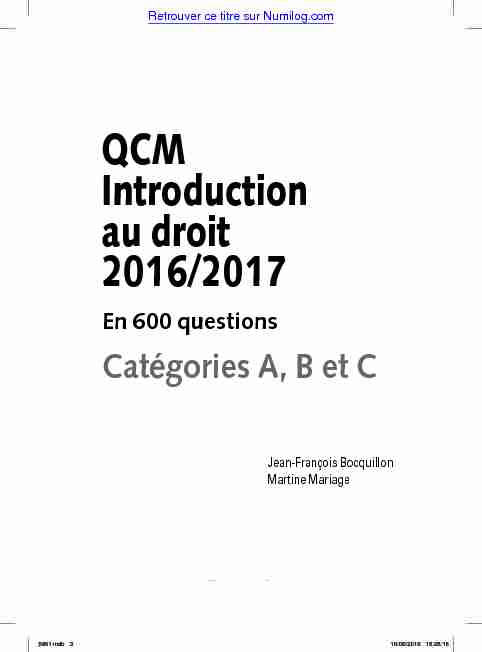 QCM Introduction au droit 2016/2017
