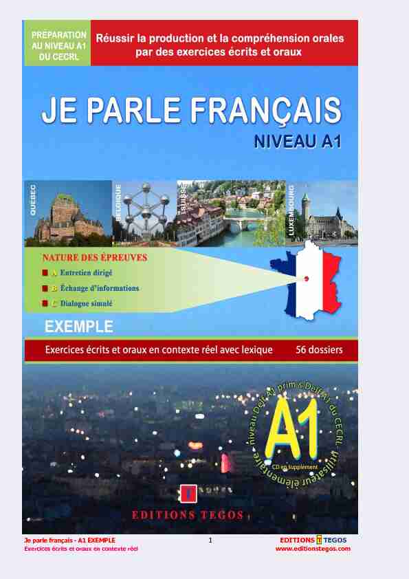 [PDF] DELF A1 - Production orale - Dossier 1: (Candidat - Editions Tegos