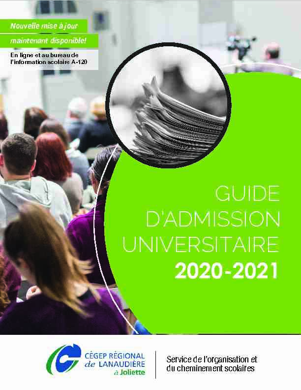 [PDF] GUIDE DADMISSION UNIVERSITAIRE 2020-2021