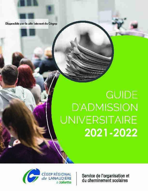[PDF] Guide dadmission universitaire - Cégep régional de Lanaudière