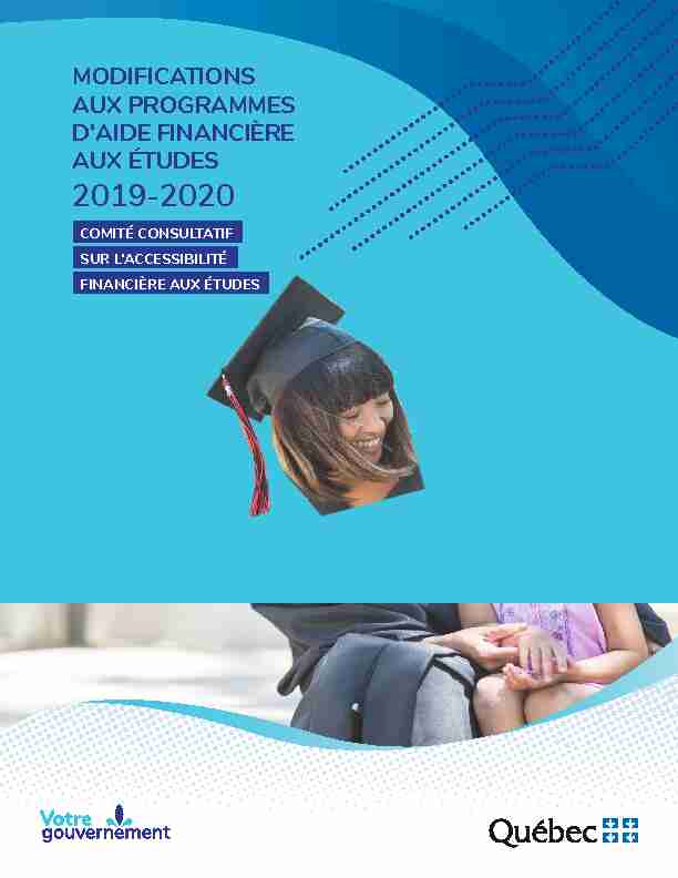 Modifications aux programmes daide financière aux études 2019