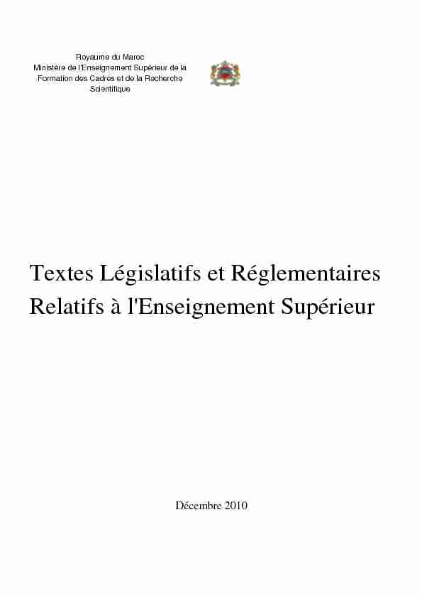 Textes Législatifs et Réglementaires Relatifs à lEnseignement