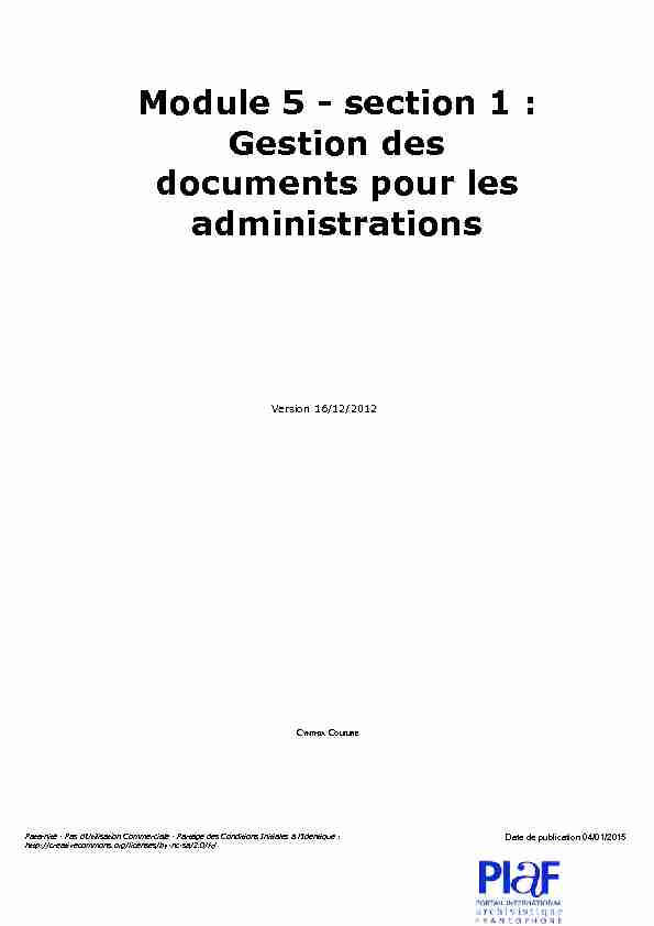 Module 5 - section 1 : Gestion des documents pour les administrations