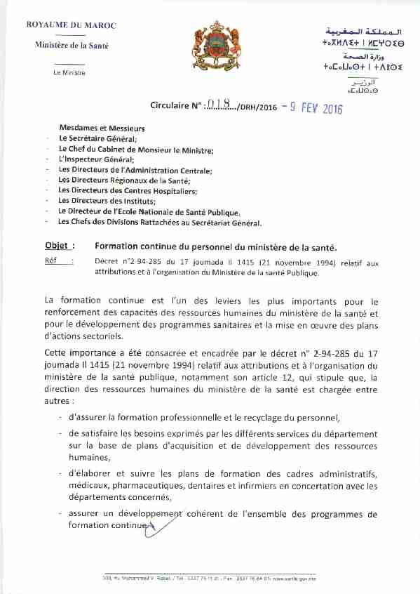 [PDF] circulairepdf - Ministère de la Santé
