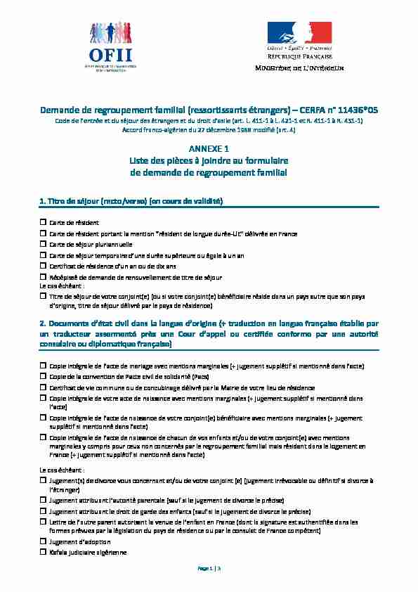 [PDF] Demande de regroupement familial (ressor ssants étrangers) - Ofii