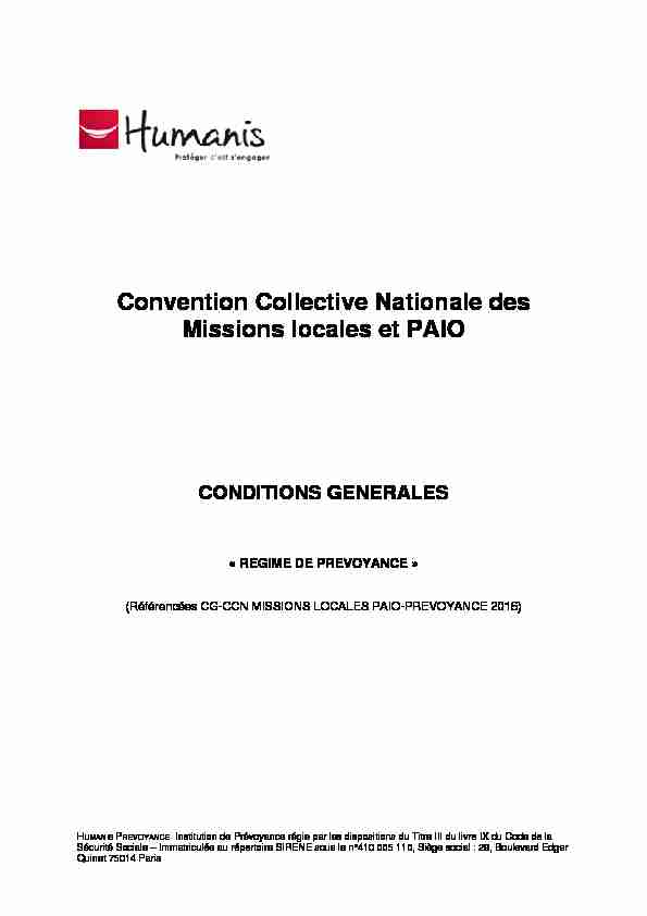 Convention Collective Nationale des Missions locales et PAIO