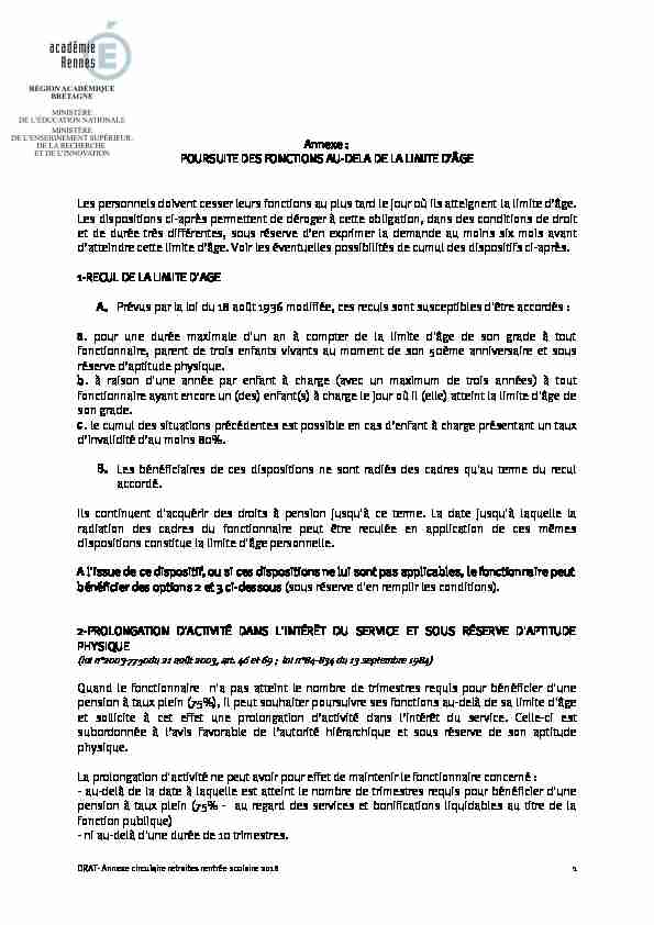 [PDF] Annexe : POURSUITE DES FONCTIONS AU-DELA DE LA LIMITE D
