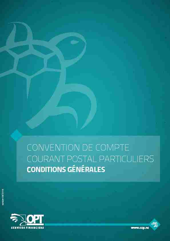 CONVENTION DE COMPTE COURANT POSTAL PARTICULIERS
