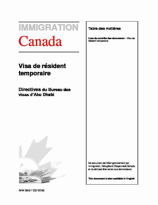 IMM 5853 F: Visa de résident temporaire