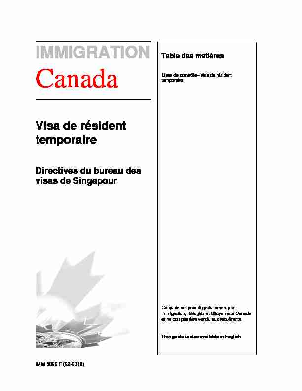 IMM 5890 F : Visa de résident temporaire