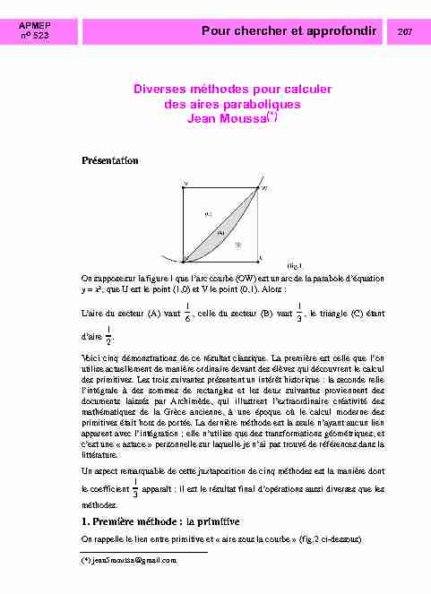 [PDF] Diverses méthodes pour calculer des aires paraboliques  - APMEP