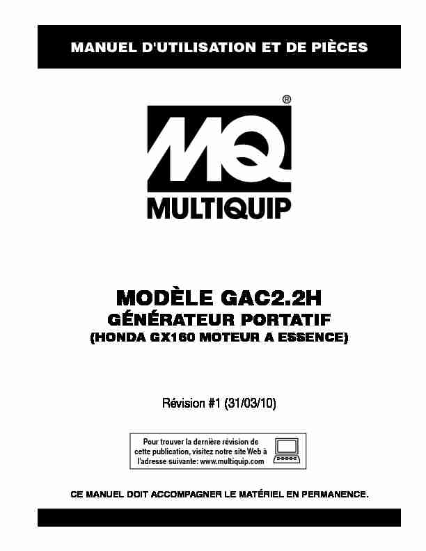 [PDF] Modèle gac22h - Multiquip Service & Support Center