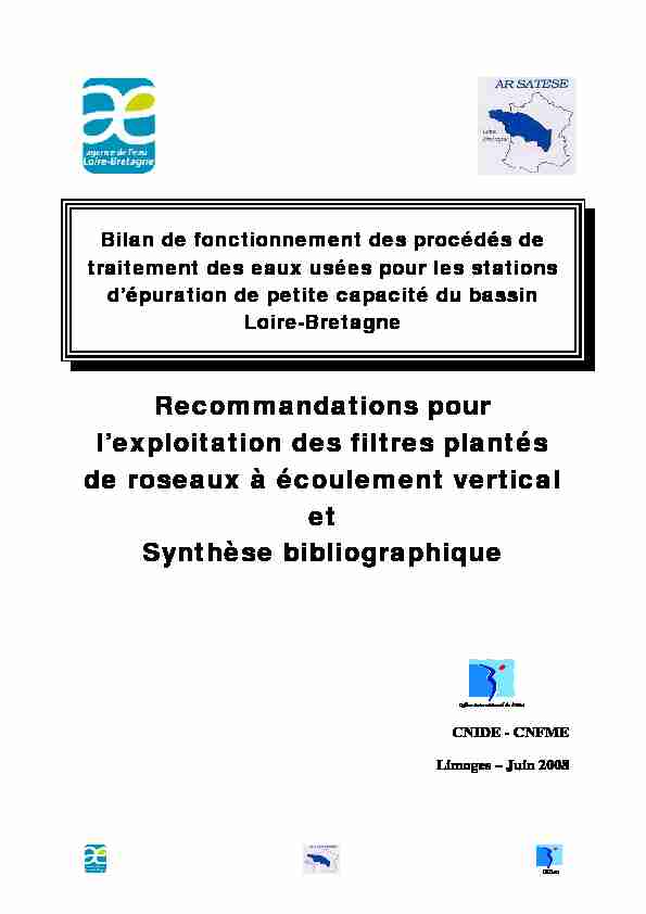 Recommandations pour lexploitation des filtres plantés de roseaux