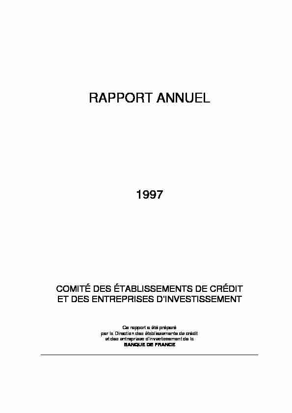 Rapport annuel du Comité des établissements de crédit et des
