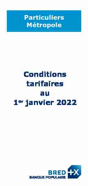 Conditions tarifaires au 1er janvier 2022