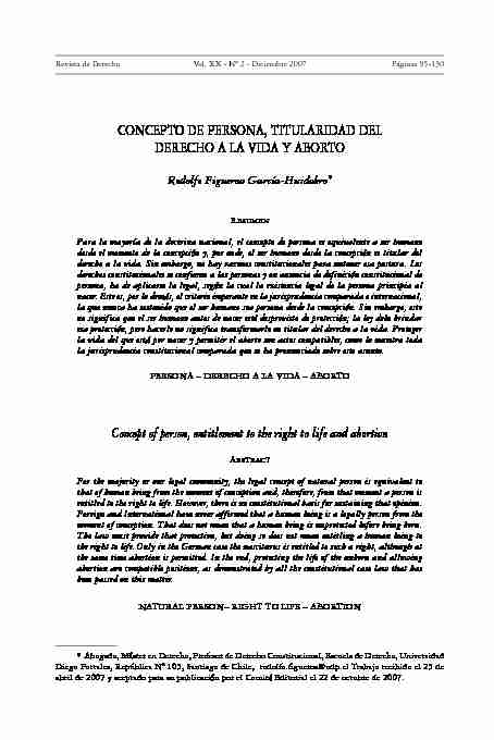 [PDF] concepto de persona titularidad del derecho a la Vida Y aborto