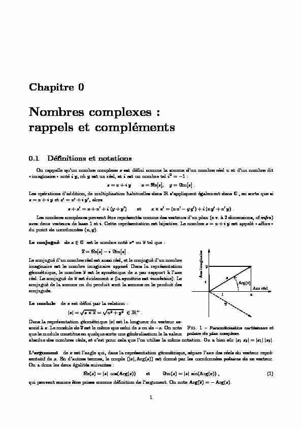 [PDF] Nombres complexes : rappels et compléments