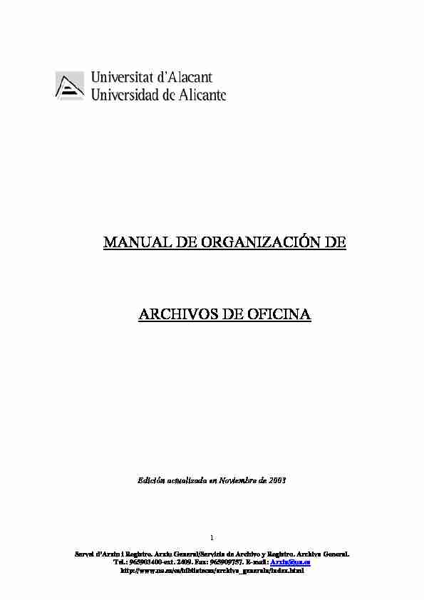 MANUAL DE ORGANIZACIÓN DE ARCHIVOS DE OFICINA