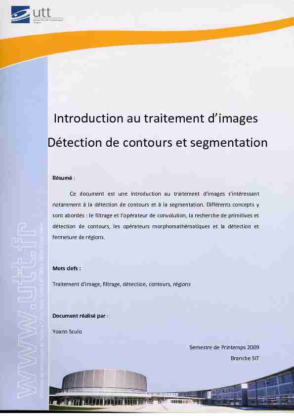 [PDF] Introduction au traitement dimages Détection de contours et