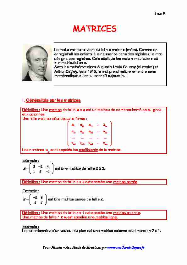 [PDF] MATRICES - maths et tiques